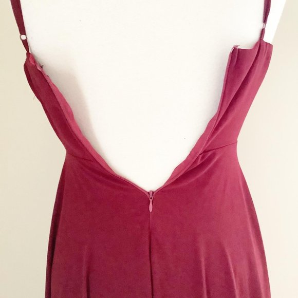 Lulu's Burgundy Red Sleeveless V-Neck Maxi Dress S - Picture 4 of 9
